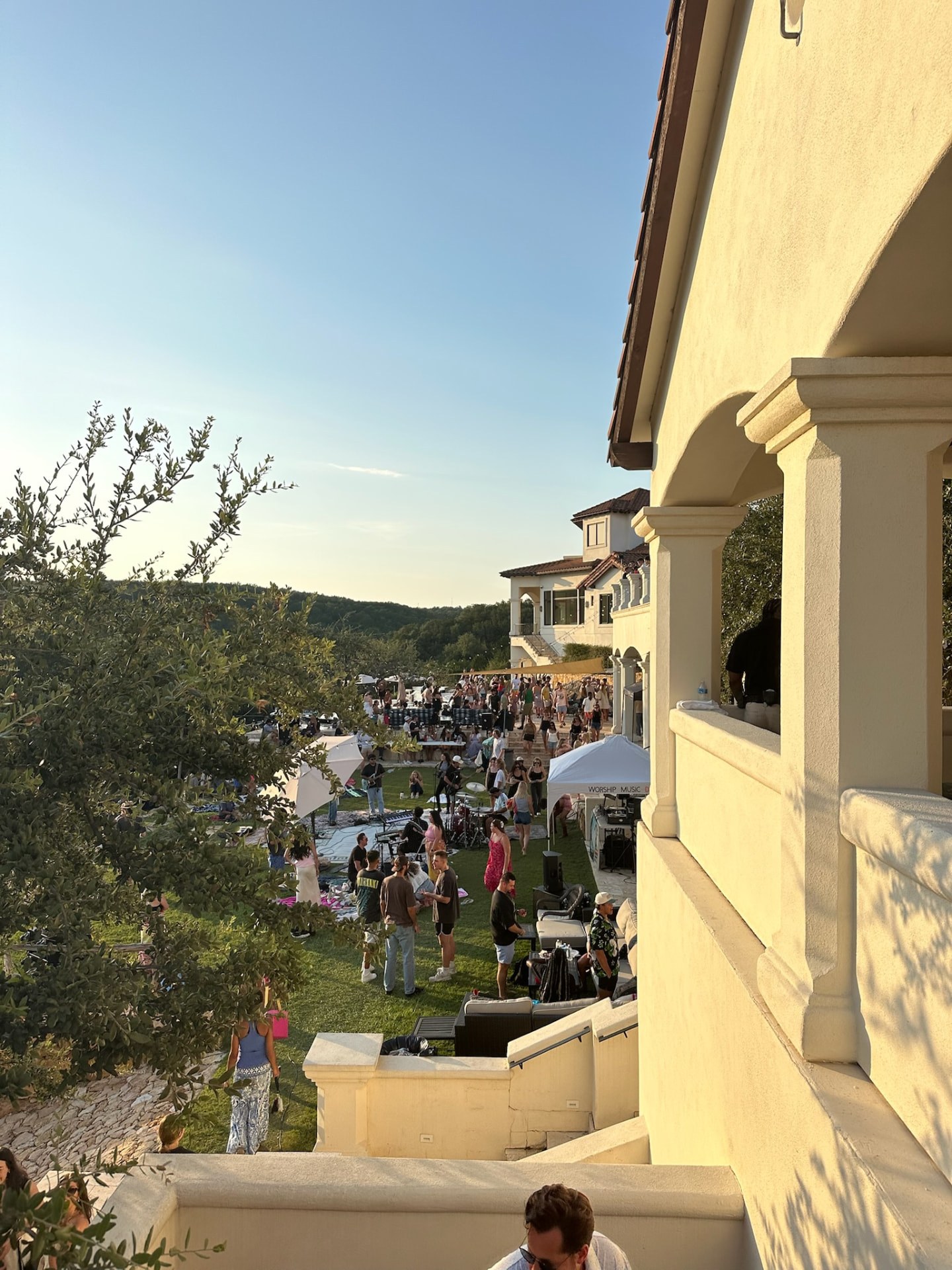 Guests gathering in the garden of a Sunday S'mores host home